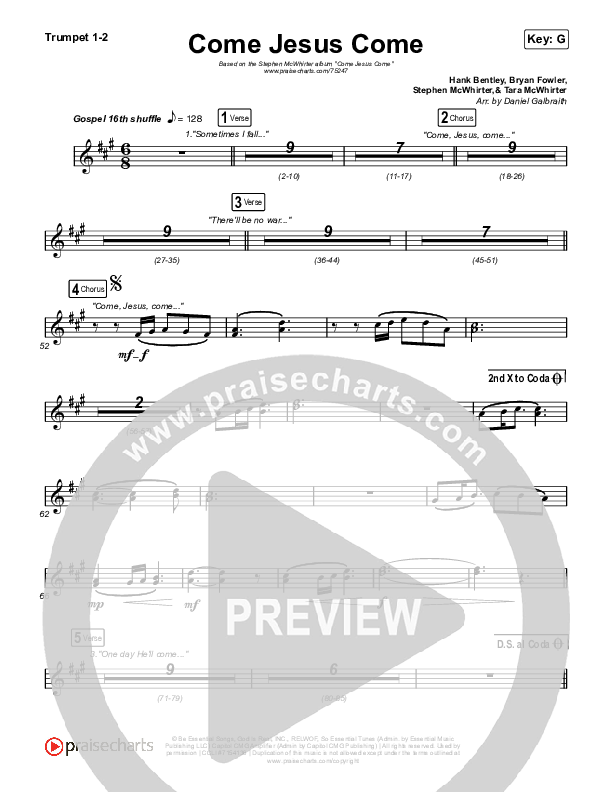 Come Jesus Come Trumpet 1,2 (Stephen McWhirter)