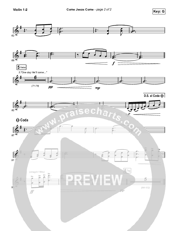 Come Jesus Come Violin 1,2 (Stephen McWhirter)