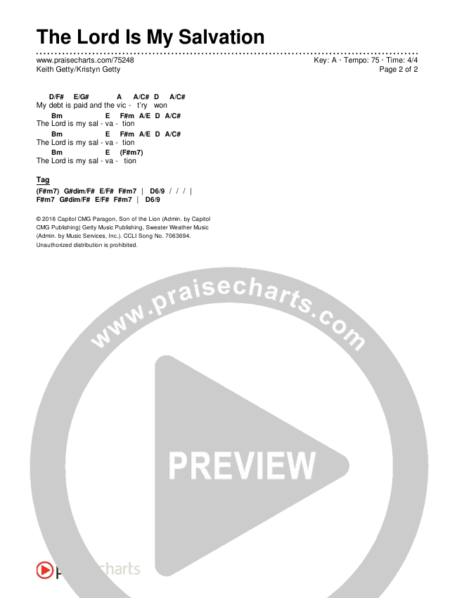 The Lord Is My Salvation Chords & Lyrics (Keith & Kristyn Getty)