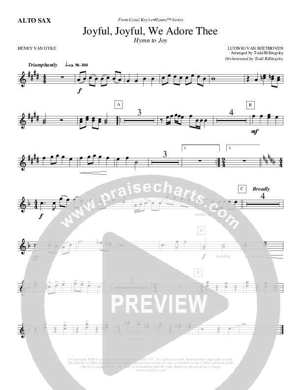 Joyful Joyful We Adore Thee Alto Sax (Todd Billingsley)