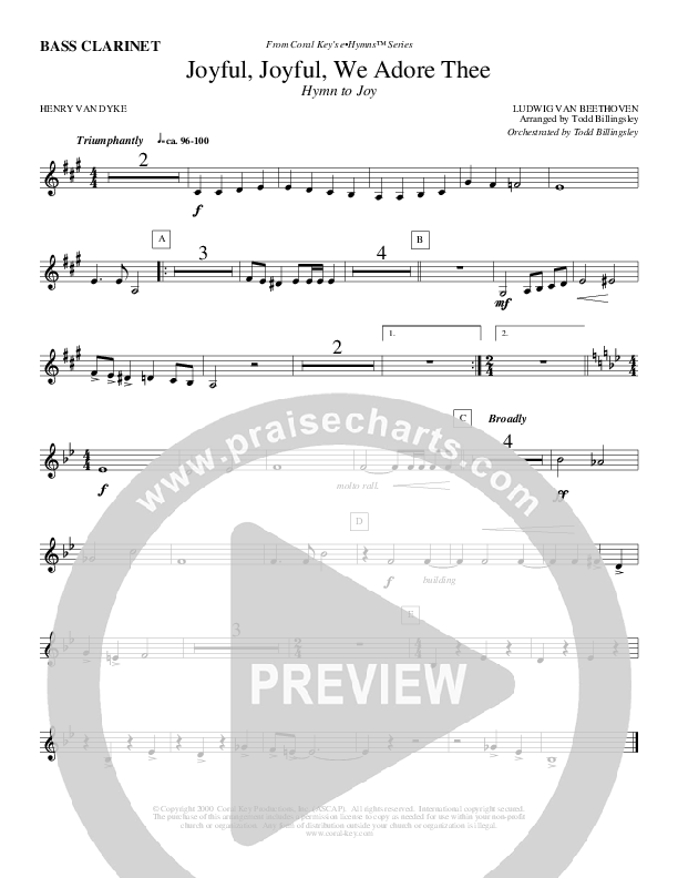 Joyful Joyful We Adore Thee Bass Clarinet (Todd Billingsley)