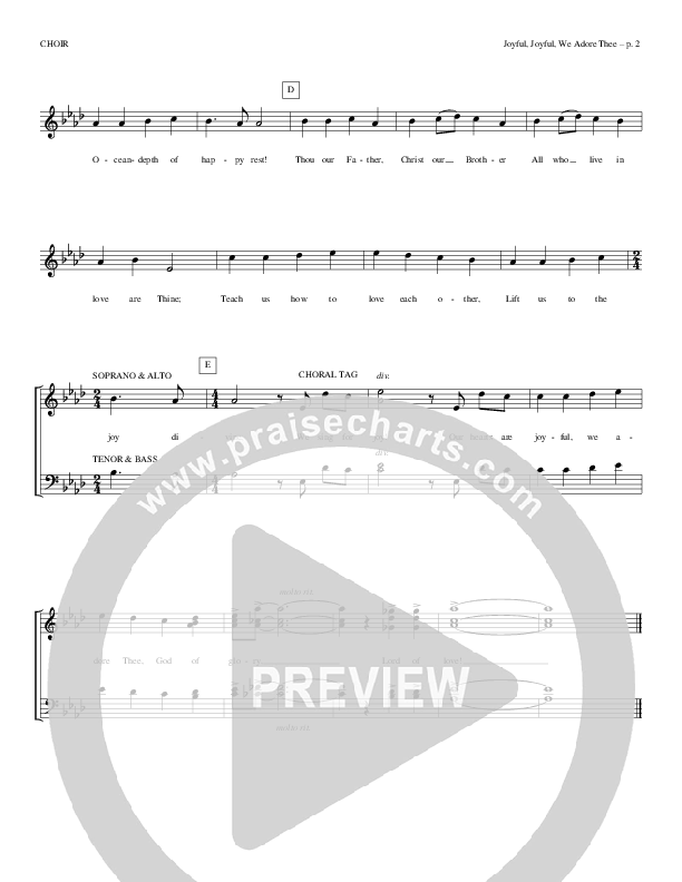 Joyful Joyful We Adore Thee Choir Sheet (Todd Billingsley)
