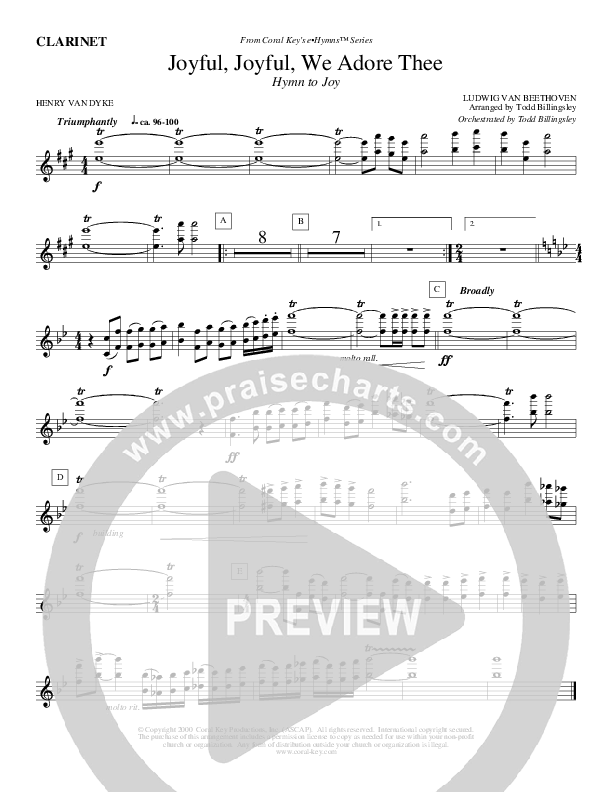 Joyful Joyful We Adore Thee Clarinet (Todd Billingsley)