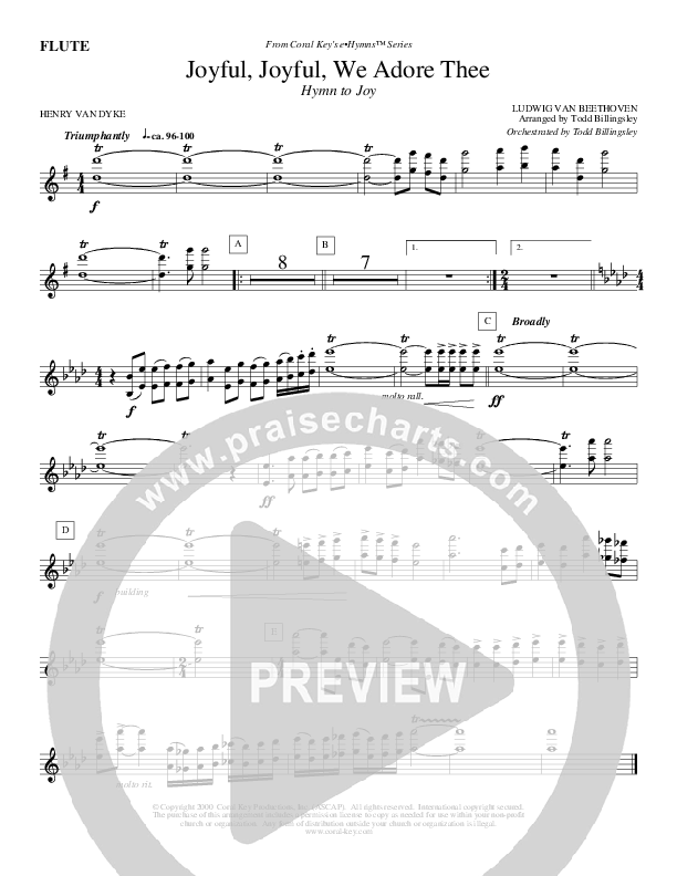 Joyful Joyful We Adore Thee Flute (Todd Billingsley)