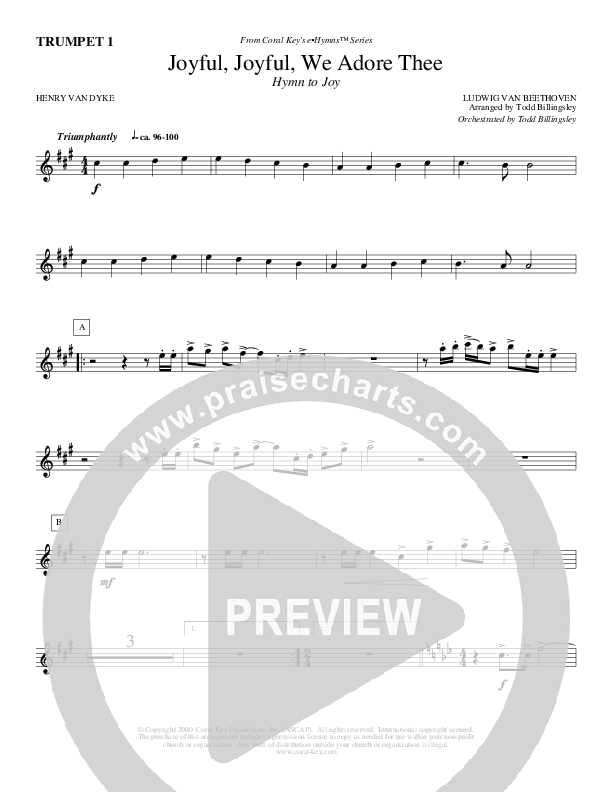Joyful Joyful We Adore Thee Trumpet 1 (Todd Billingsley)