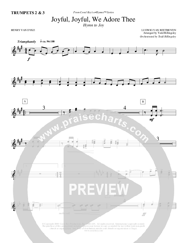 Joyful Joyful We Adore Thee Trumpet 2/3 (Todd Billingsley)