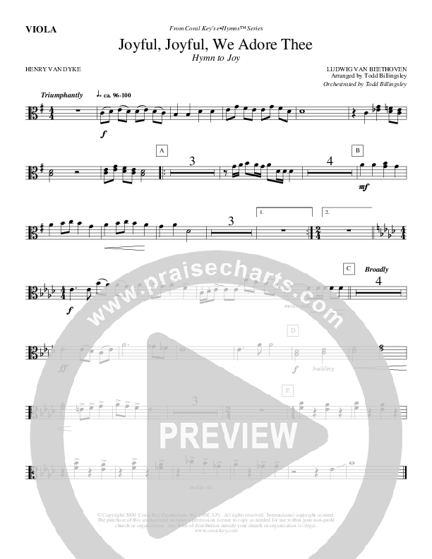 Joyful Joyful We Adore Thee Viola (Todd Billingsley)