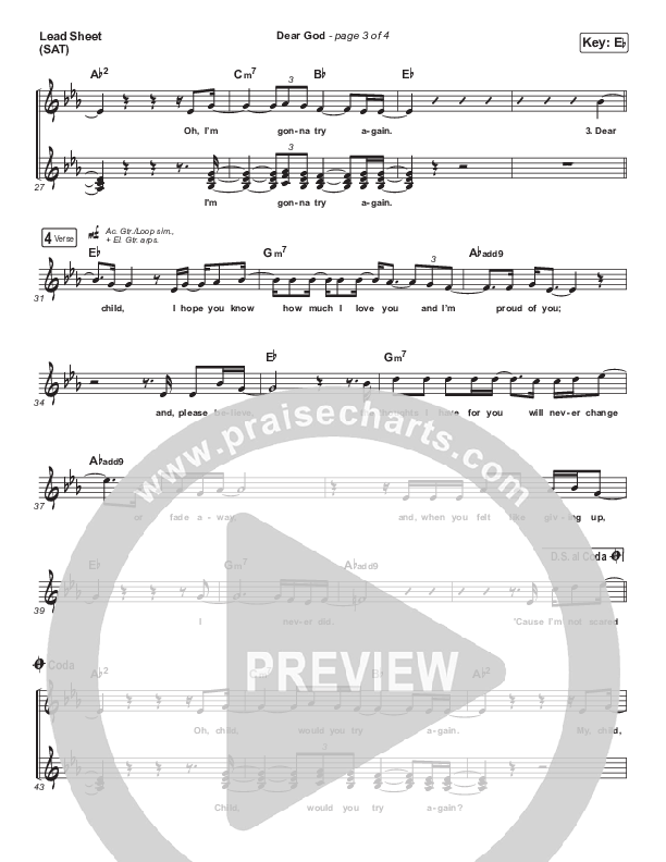 Dear God Lead Sheet (SAT) (Cory Asbury)