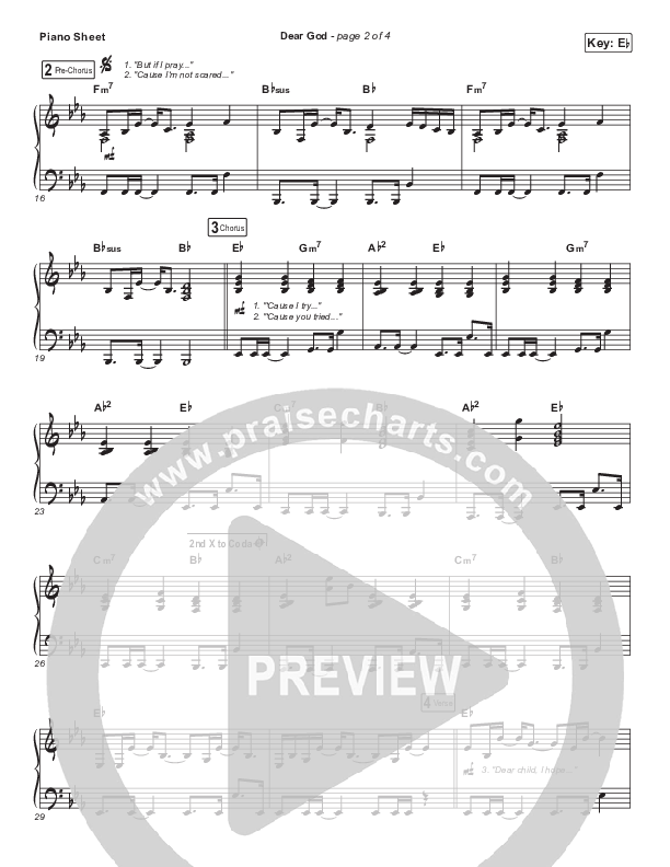 Dear God Piano Sheet (Cory Asbury)