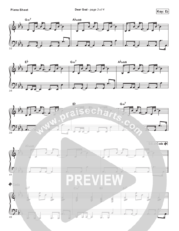 Dear God Piano Sheet (Cory Asbury)