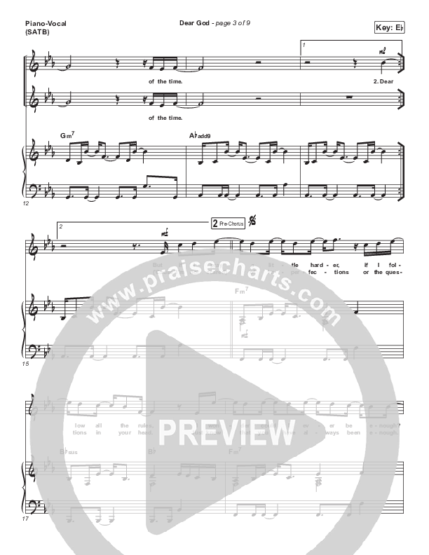 Dear God Piano/Vocal (SATB) (Cory Asbury)