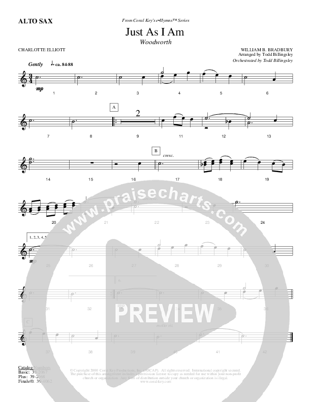 Just As I Am Alto Sax (Todd Billingsley)