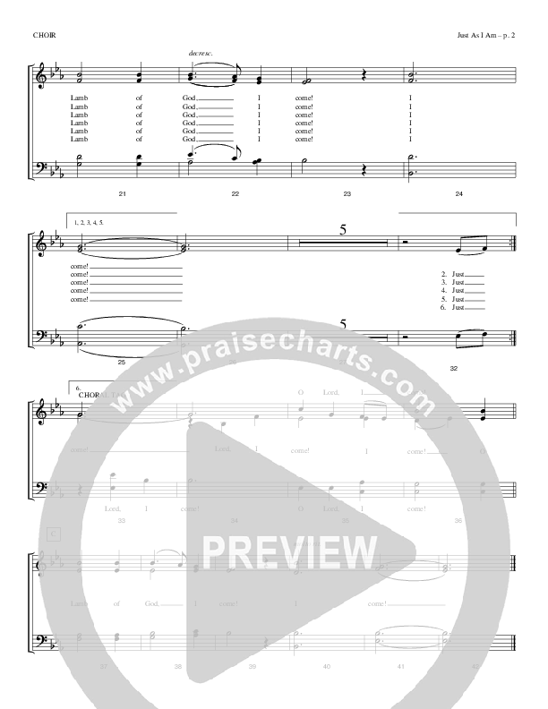 Just As I Am Choir Sheet (Todd Billingsley)
