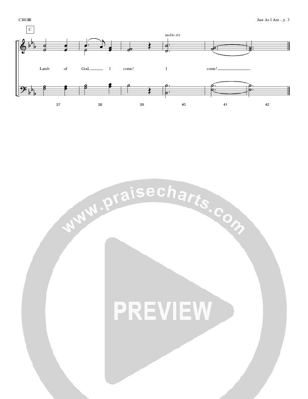Just As I Am Choir Sheet (Todd Billingsley)