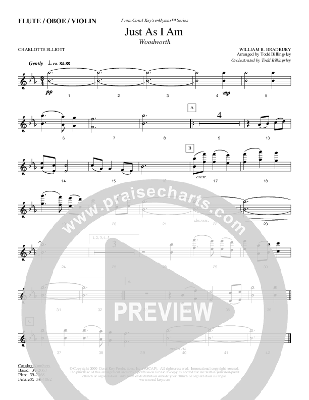 Just As I Am Flute/Oboe (Todd Billingsley)
