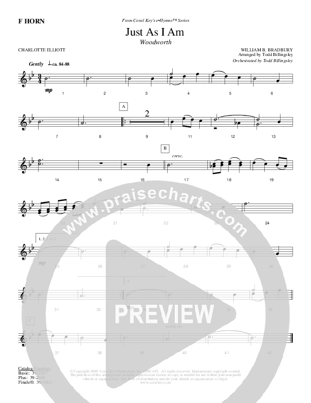 Just As I Am French Horn (Todd Billingsley)