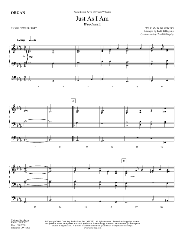 Just As I Am Organ (Todd Billingsley)
