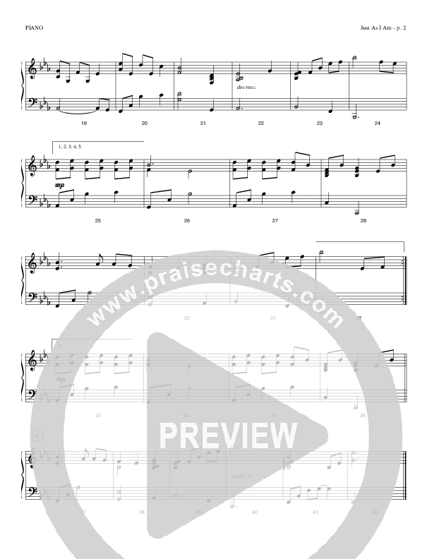Just As I Am Piano Sheet (Todd Billingsley)