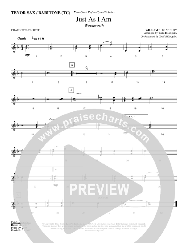 Just As I Am Tenor Sax 2 (Todd Billingsley)