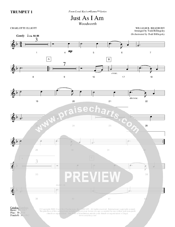 Just As I Am Trumpet 1 (Todd Billingsley)