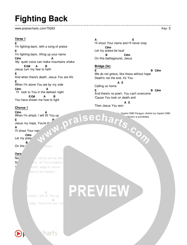 Fighting Back Chords & Lyrics (KXC)