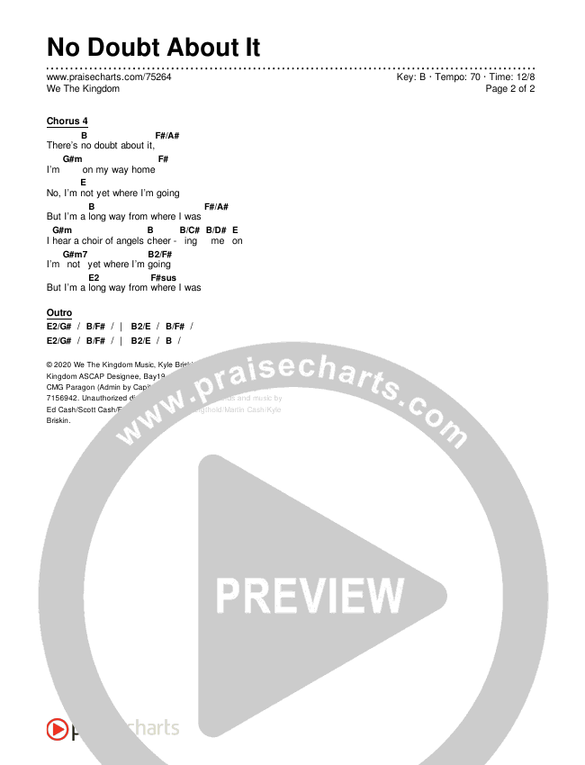 No Doubt About It Chords We The Kingdom Praisecharts