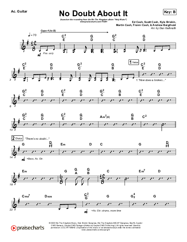 No Doubt About It Acoustic Guitar (We The Kingdom)