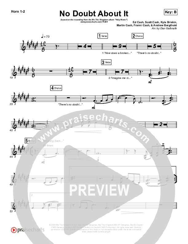 No Doubt About It French Horn 1/2 (We The Kingdom)