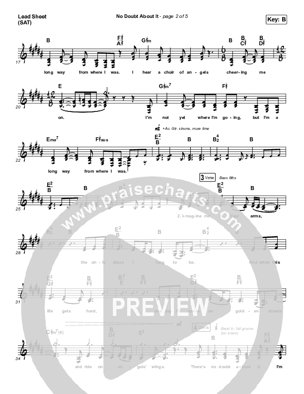 No Doubt About It Lead Sheet (SAT) (We The Kingdom)