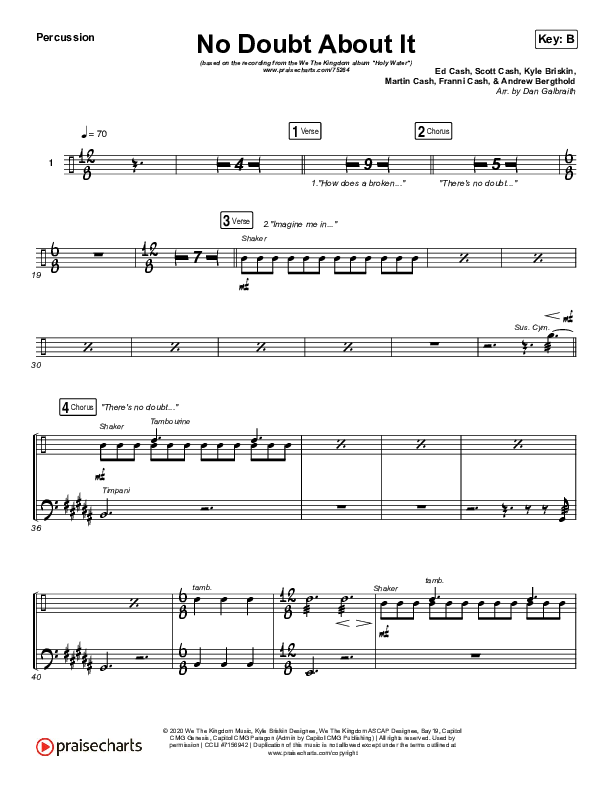No Doubt About It Percussion (We The Kingdom)