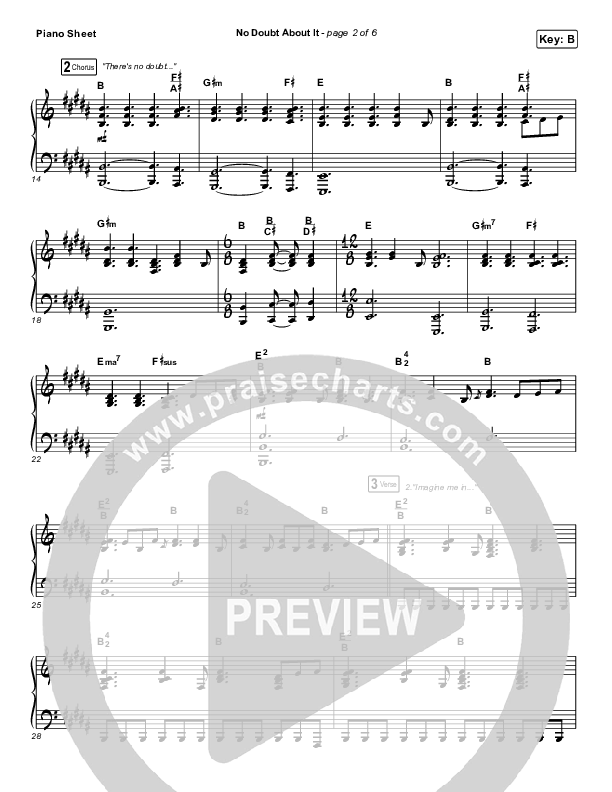 No Doubt About It Piano Sheet (We The Kingdom)