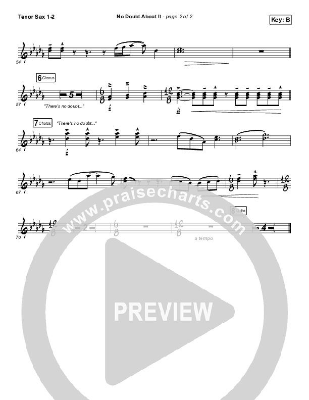 No Doubt About It Tenor Sax 1/2 (We The Kingdom)