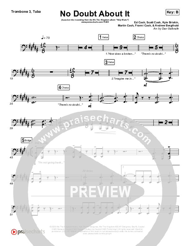 No Doubt About It Trombone 3/Tuba (We The Kingdom)