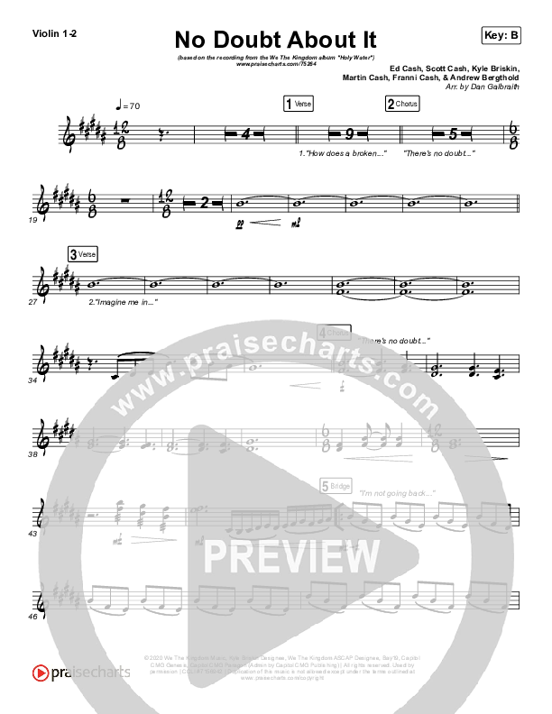 No Doubt About It Violin 1/2 (We The Kingdom)