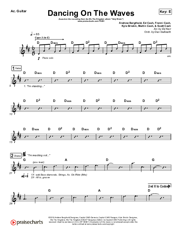 Dancing On The Waves Acoustic Guitar (We The Kingdom)