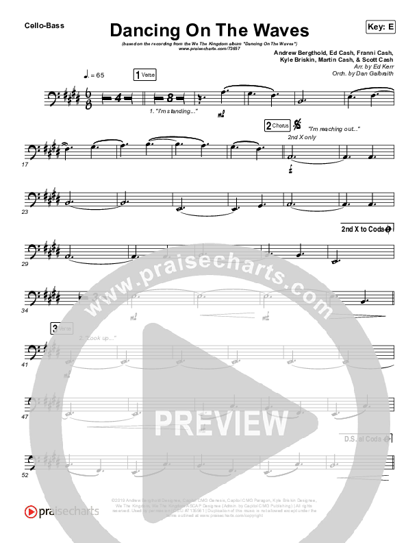 Dancing On The Waves Cello/Bass (We The Kingdom)