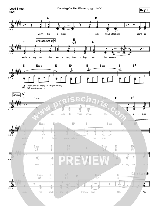 Dancing On The Waves Lead Sheet (SAT) (We The Kingdom)