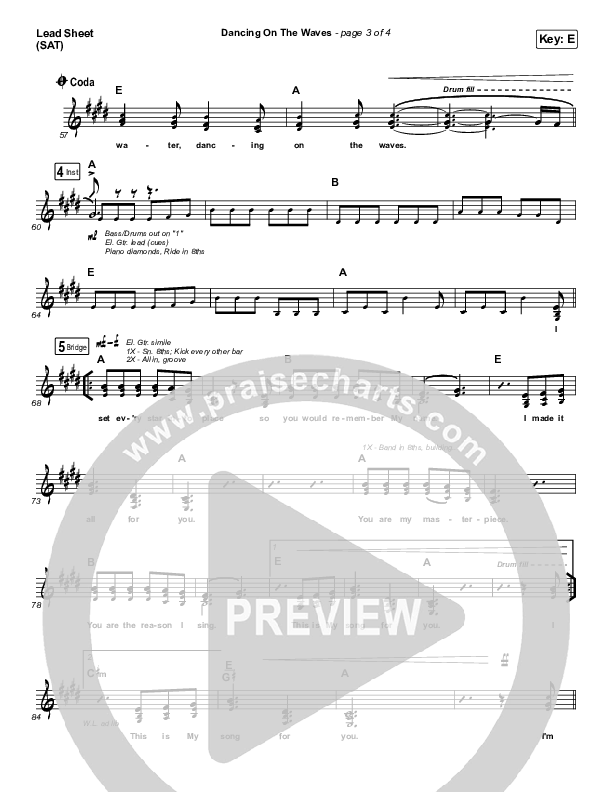 Dancing On The Waves Lead Sheet (SAT) (We The Kingdom)