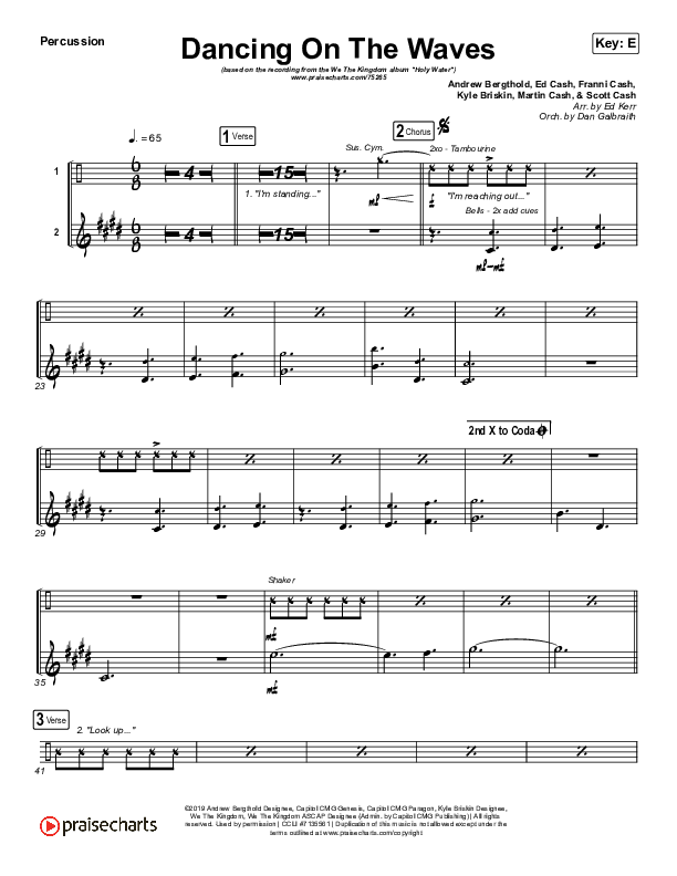 Dancing On The Waves Percussion (We The Kingdom)