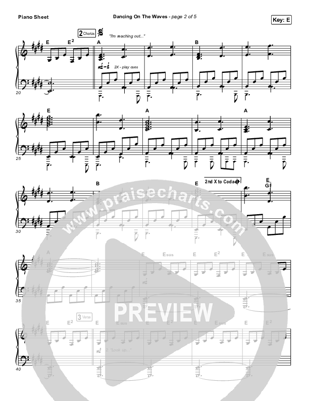 Dancing On The Waves Piano Sheet (We The Kingdom)