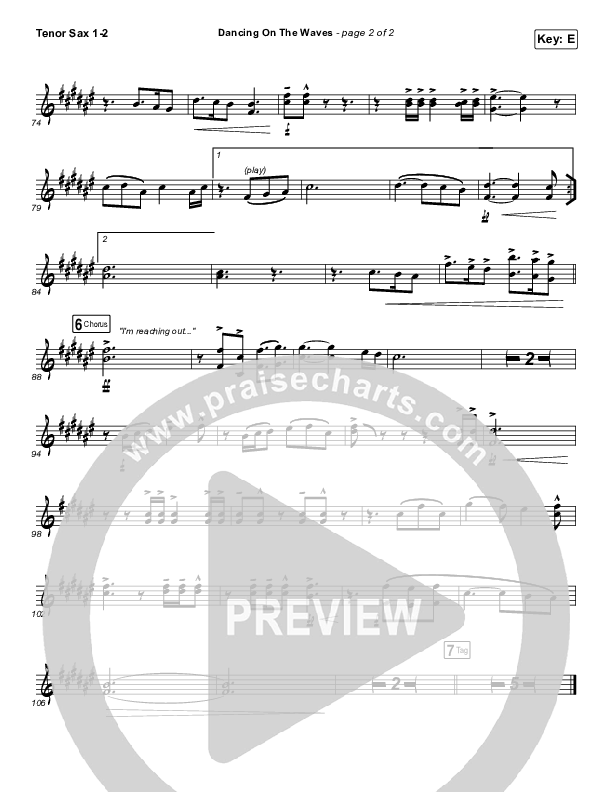 Dancing On The Waves Tenor Sax 1/2 (We The Kingdom)