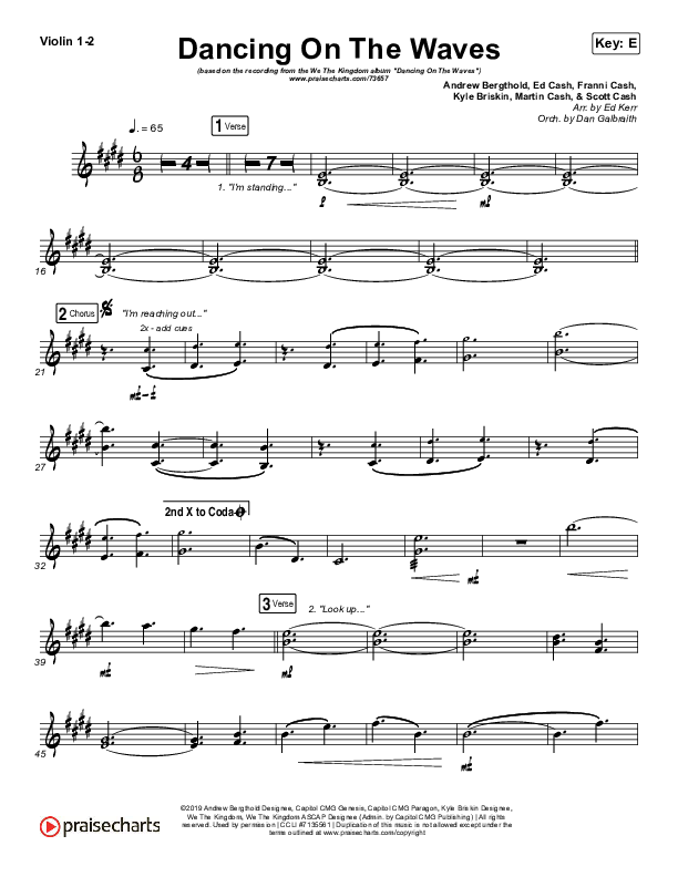 Dancing On The Waves Violin 1/2 (We The Kingdom)
