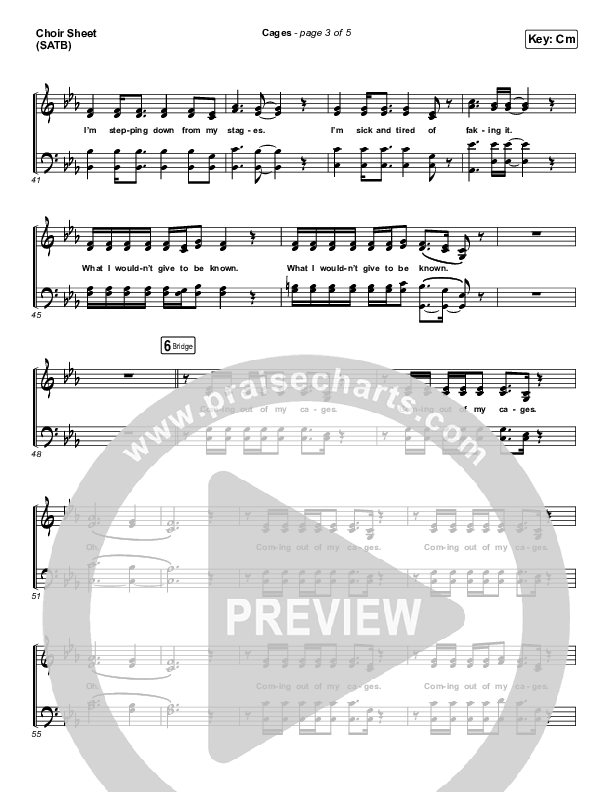 Cages Choir Vocals (SATB) (We The Kingdom)