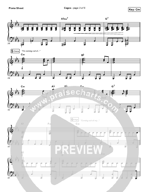 Cages Piano Sheet (We The Kingdom)