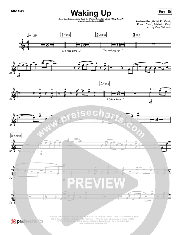 Waking Up Alto Sax (We The Kingdom)