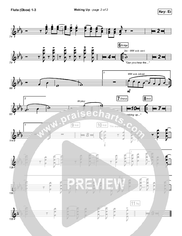 Waking Up Flute/Oboe 1/2/3 (We The Kingdom)