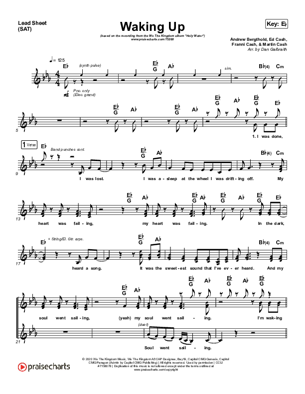 Waking Up Lead Sheet (SAT) (We The Kingdom)