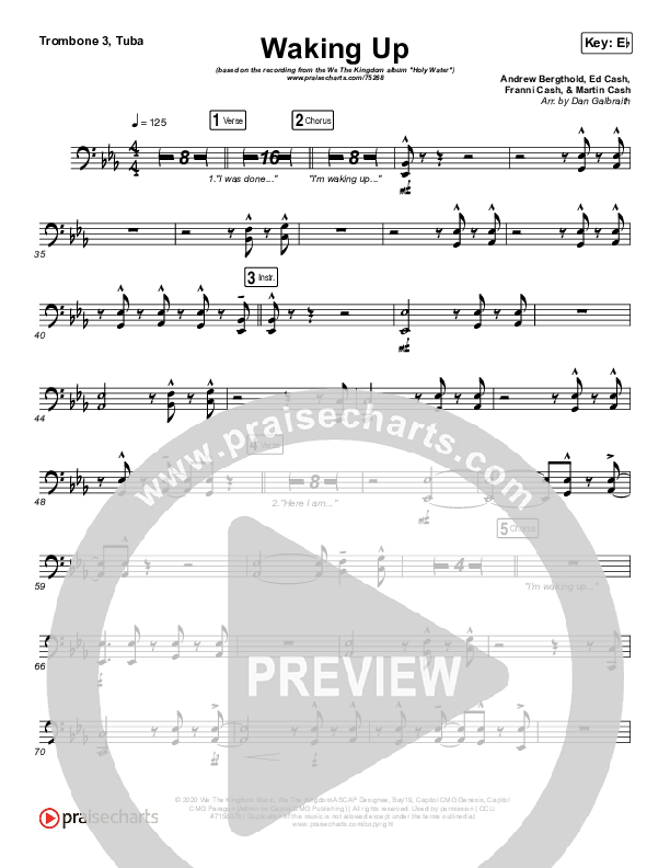 Waking Up Trombone 3/Tuba (We The Kingdom)