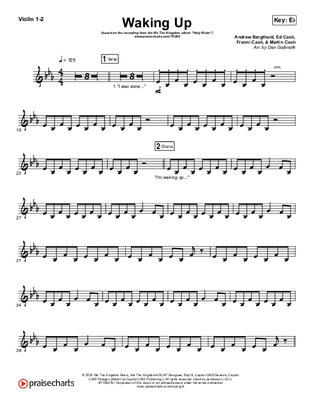 Waking Up Violin 1/2 (We The Kingdom)