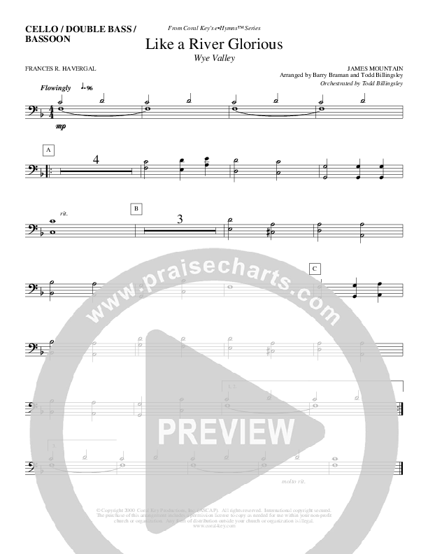 Like A River Glorious Cello/Bass (Todd Billingsley)